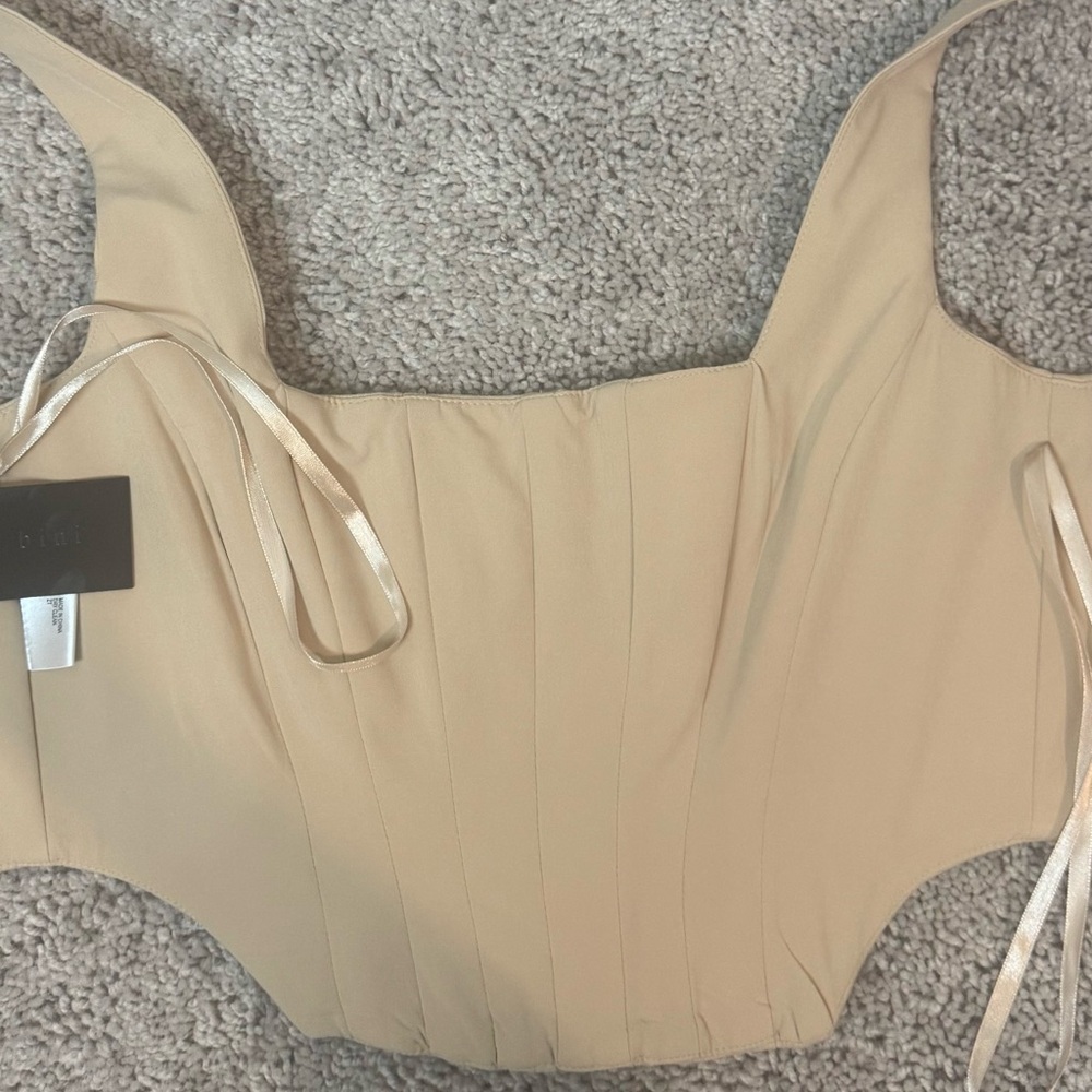 Gianni Bini Linen Beige corset style Sleeveless Top - Picture 2 of 4